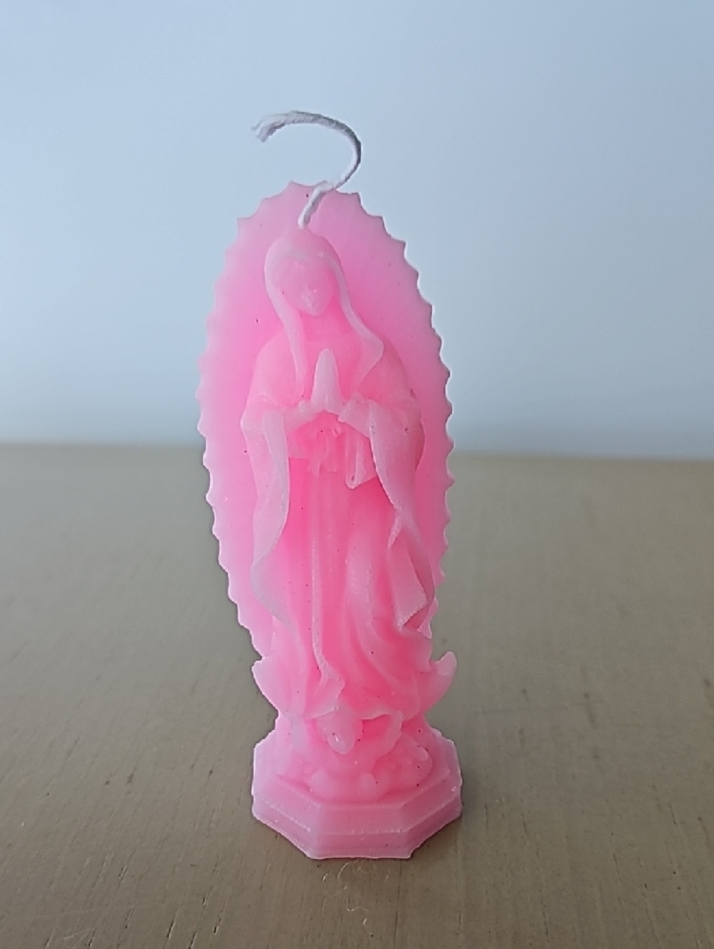Set of 3 Virgin Mary Prayer Candles - Pink, Blue, Purple - Picture 2 of 4
